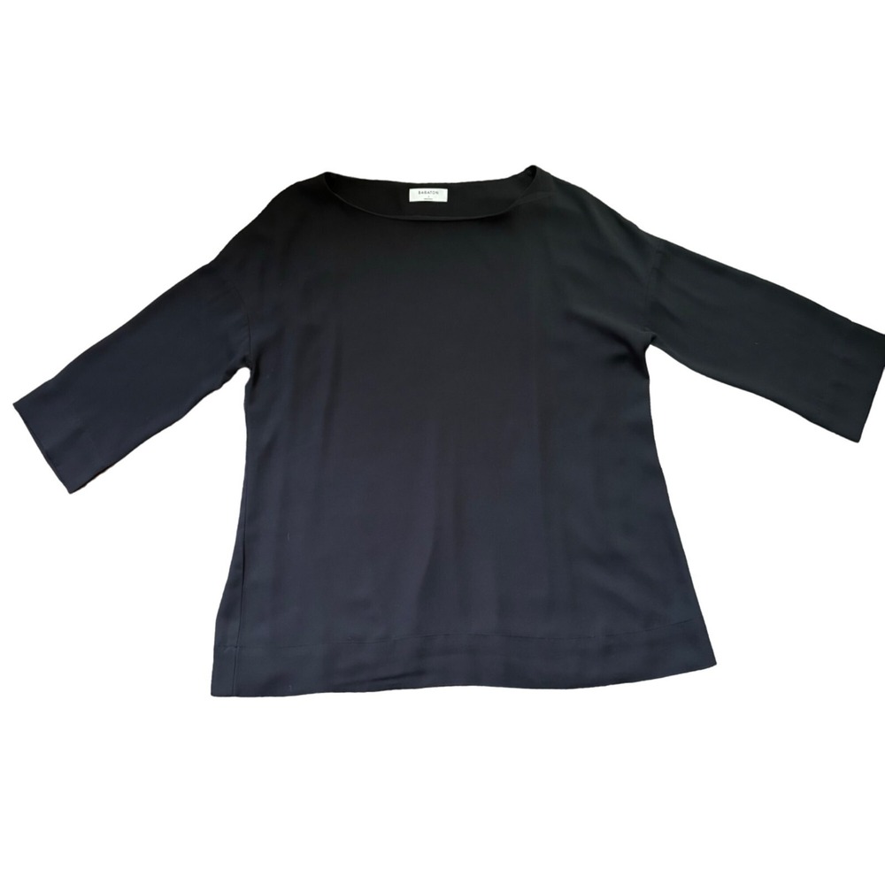 ARITZIA BABATON Black Pullover Top Blouse Lagonlook Lined 3/4 Sleeve Poly Size 1
